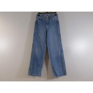 Old Navy Extra High Rise Sky-Hi Wide Leg Braided Trim Denim Jeans Womens Size 0